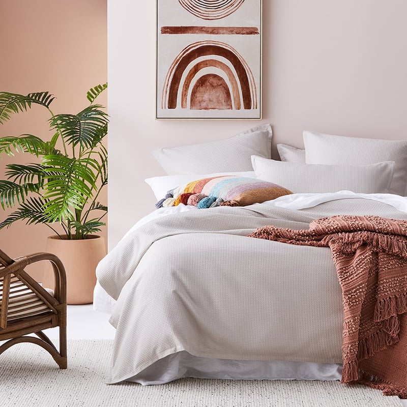Berlin Waffle Oatmeal Quilt Cover Set + Separates