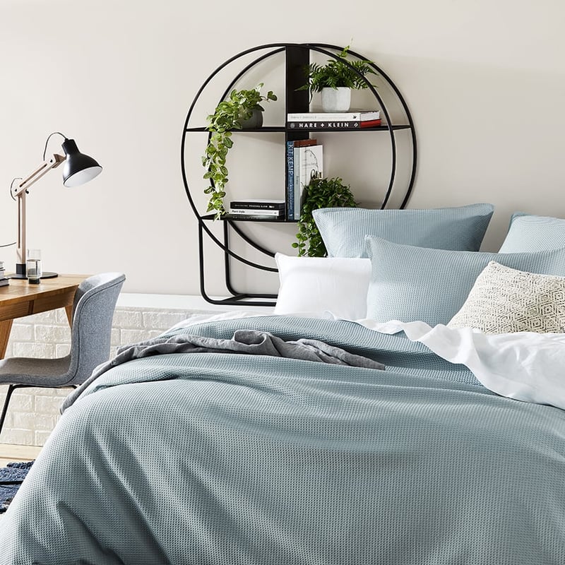 Berlin Waffle Sky Blue Quilt Cover Set