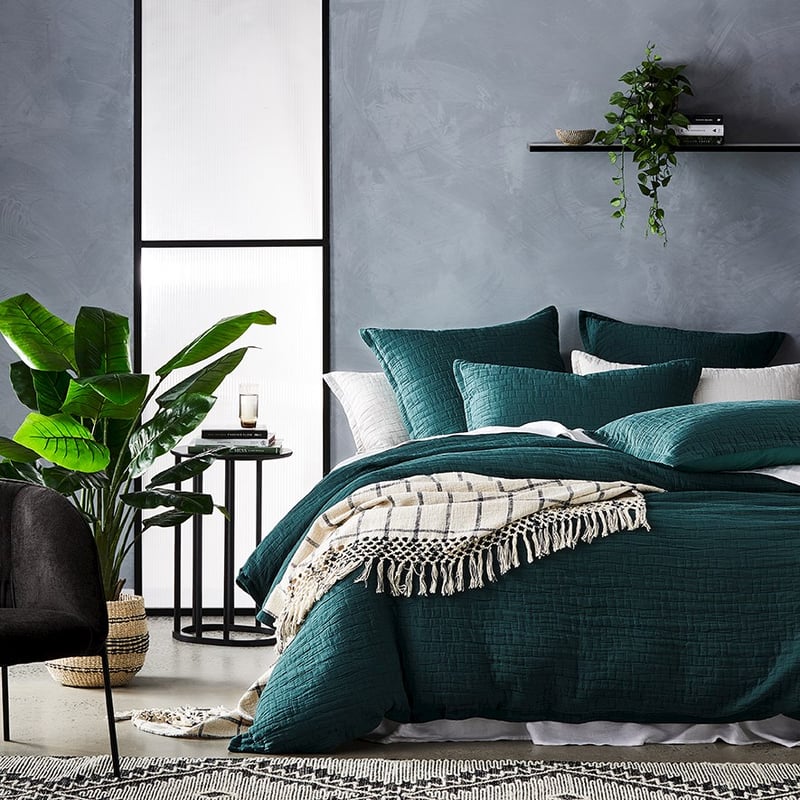Mila Matelasse Bottle Green Quilt Cover