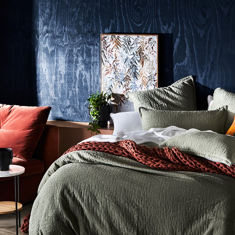 Mila Matelasse Soft Khaki Quilt Cover