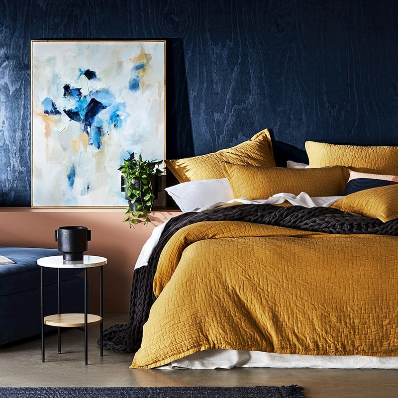 Mila Matelasse Mustard Quilt Cover
