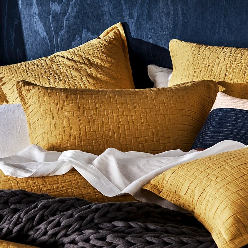 Mila Matelasse Mustard Quilt Cover