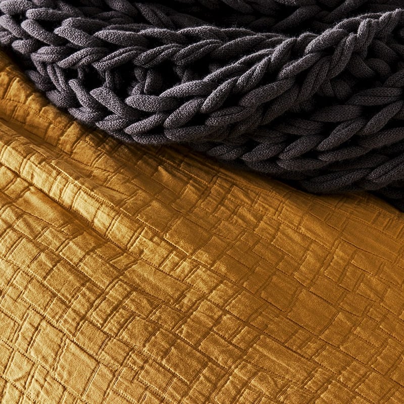 Mila Matelasse Mustard Quilt Cover