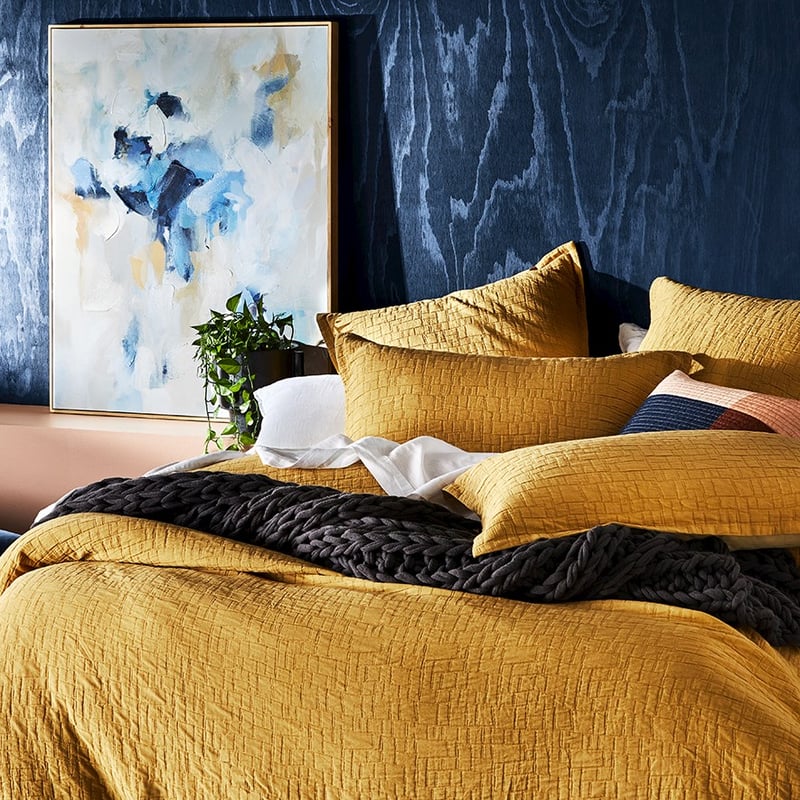 Mila Matelasse Mustard Quilt Cover