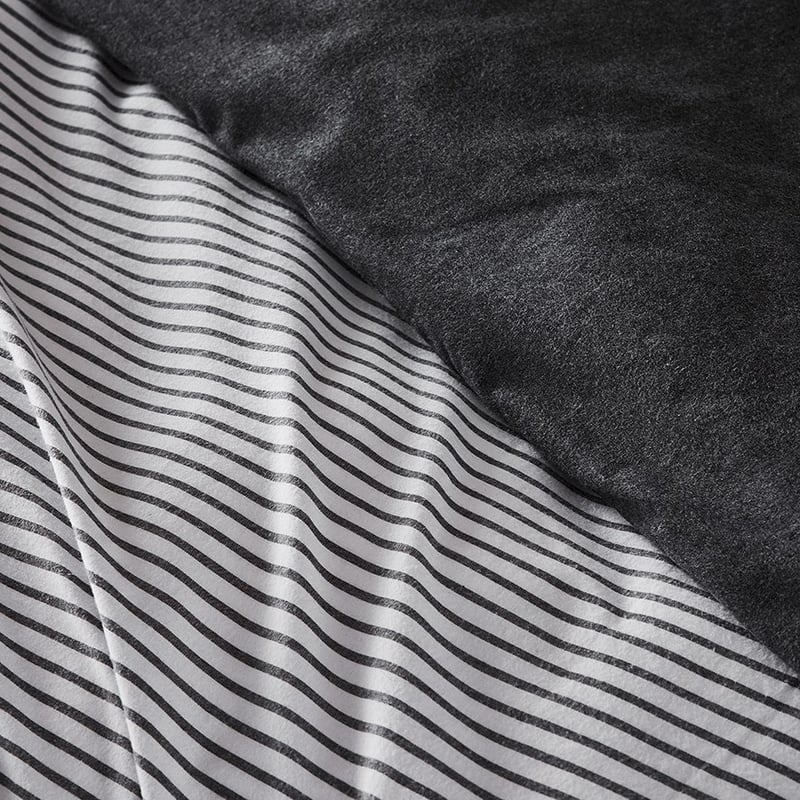 Super Soft Brushed Flannelette Charcoal Stripe Quilt Cover