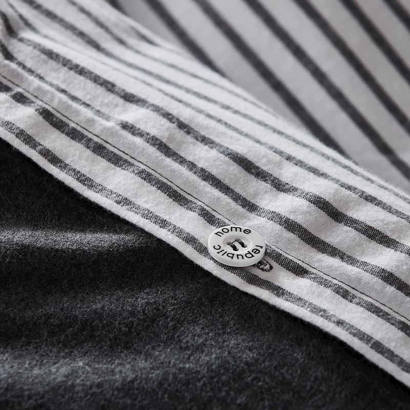 Super Soft Brushed Flannelette Charcoal Stripe Quilt Cover