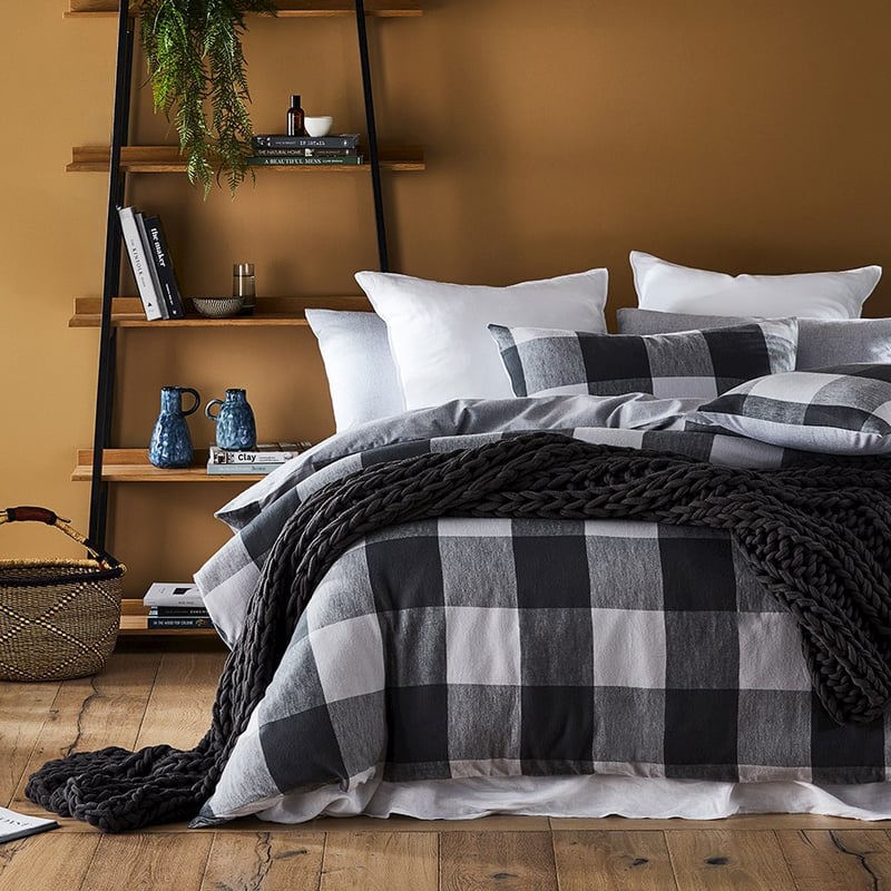 Super Soft Brushed Flannelette Silver Check Quilt Cover