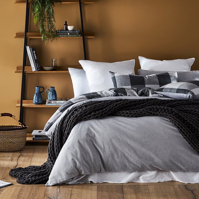 Super Soft Brushed Flannelette Silver Check Quilt Cover