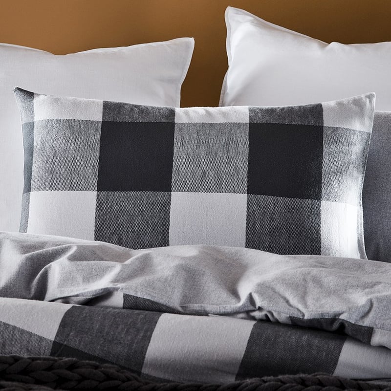 Super Soft Brushed Flannelette Silver Check Quilt Cover