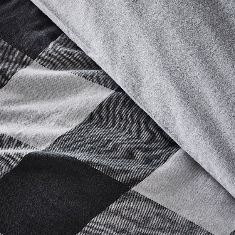Super Soft Brushed Flannelette Silver Check Quilt Cover
