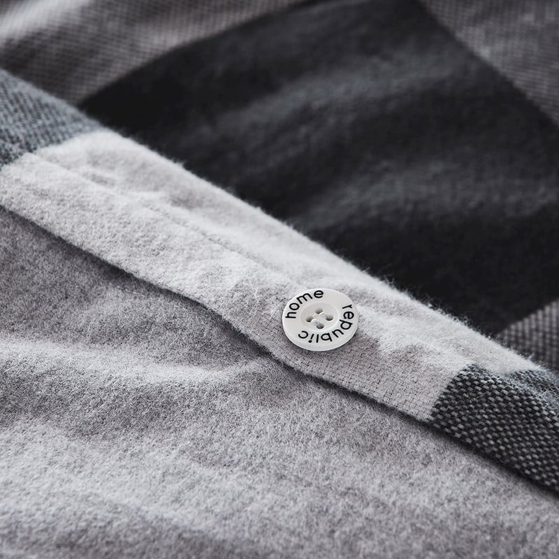 Super Soft Brushed Flannelette Silver Check Quilt Cover