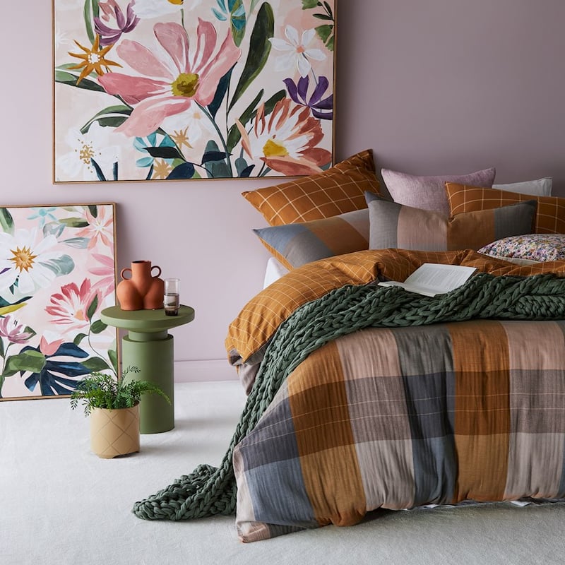Oban Check Cinnamon Quilt Cover Set