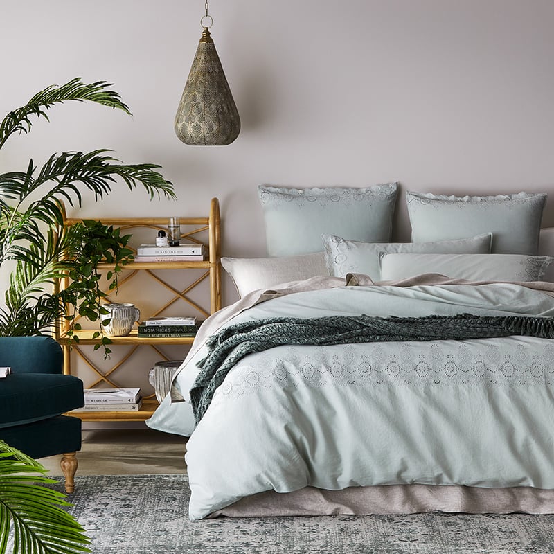 Broderie Vintage Green Quilt Cover Set