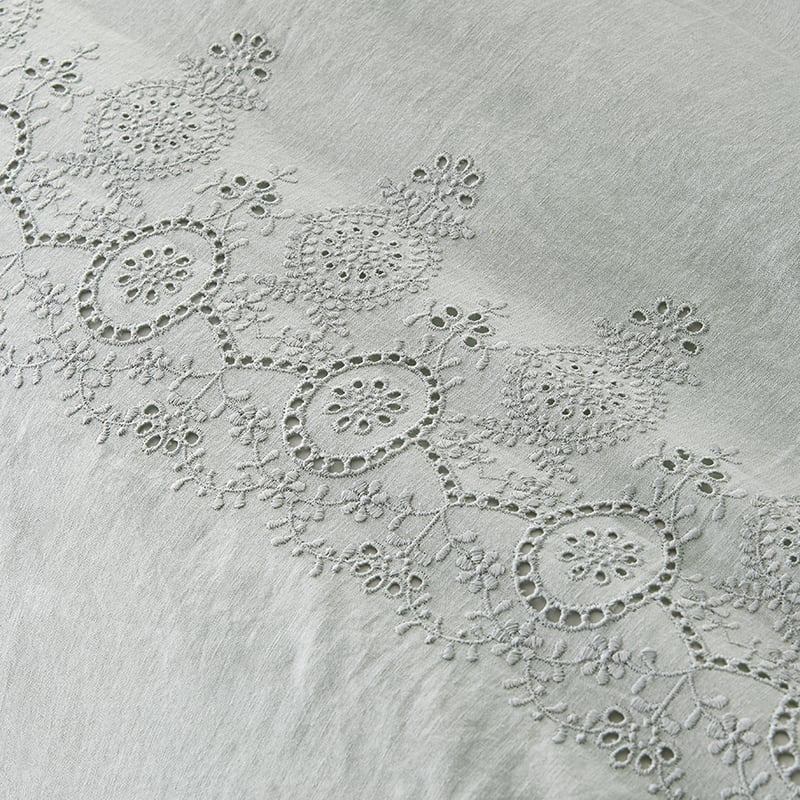 Broderie Vintage Green Quilt Cover Set