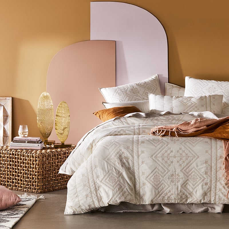 Aries Quilted Vanilla Quilt Cover