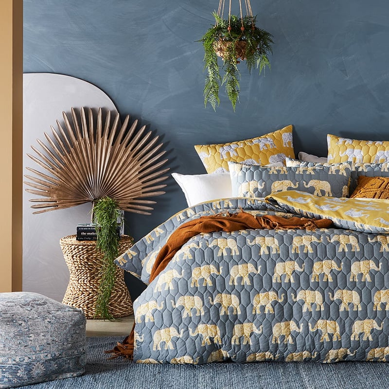 Mali Quilted Mustard Quilt Cover