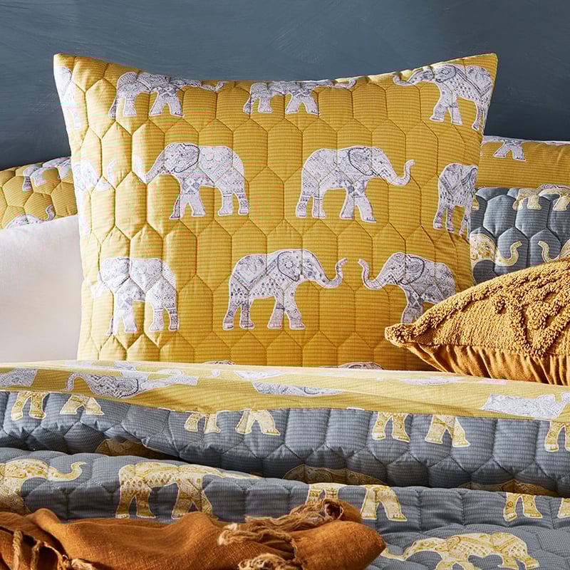 Mali Quilted Mustard Quilt Cover