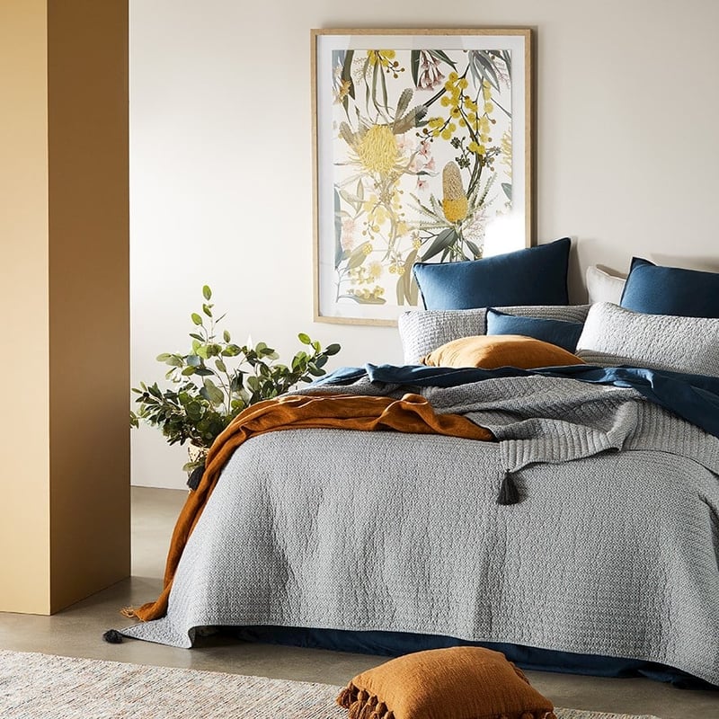 Camden Silver Floral Quilted Coverlet 