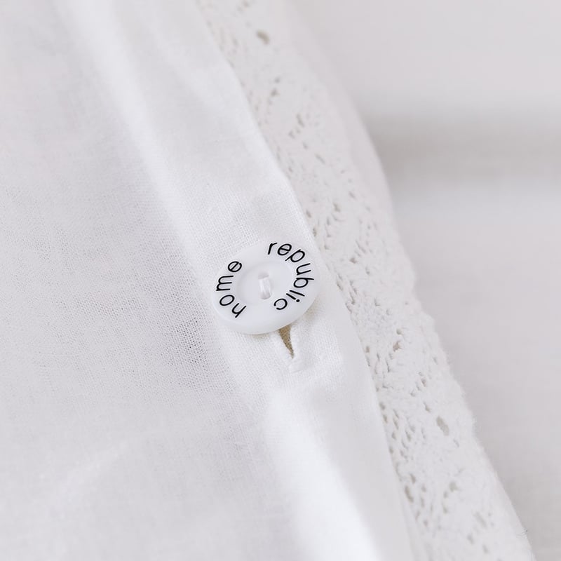 Vintage Washed Linen Cotton White Lace Quilt Cover