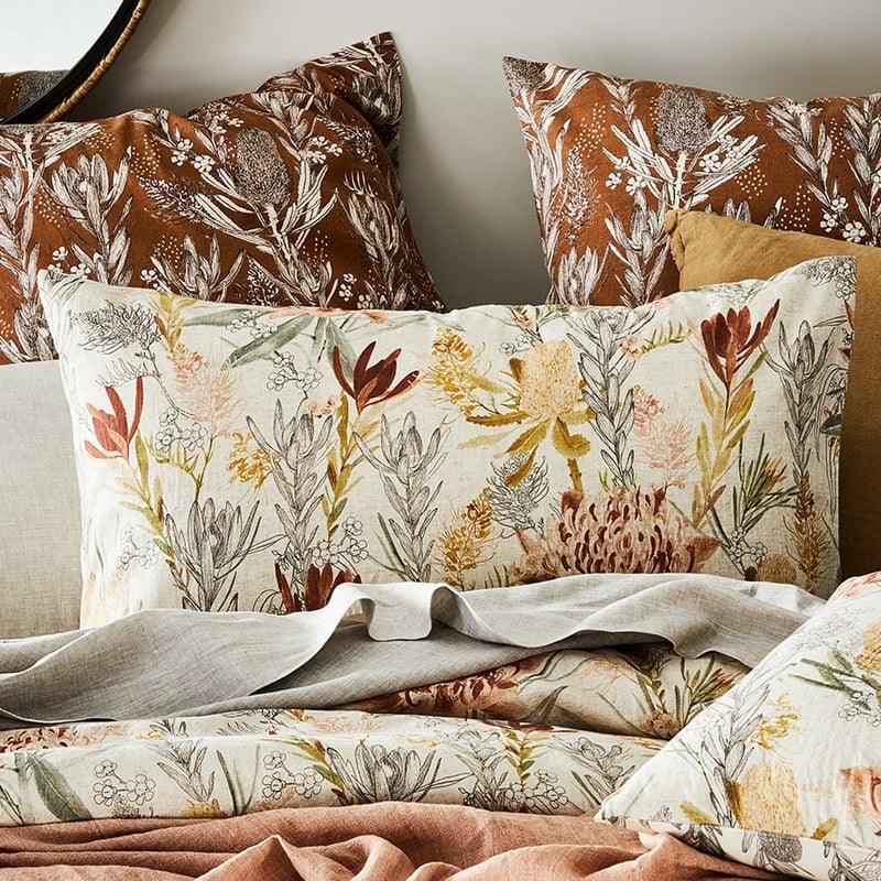 Native Floral Natural Quilt Cover Set