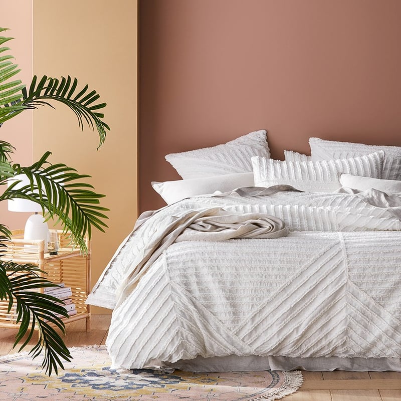 Kian Off White Chenille Quilt Cover