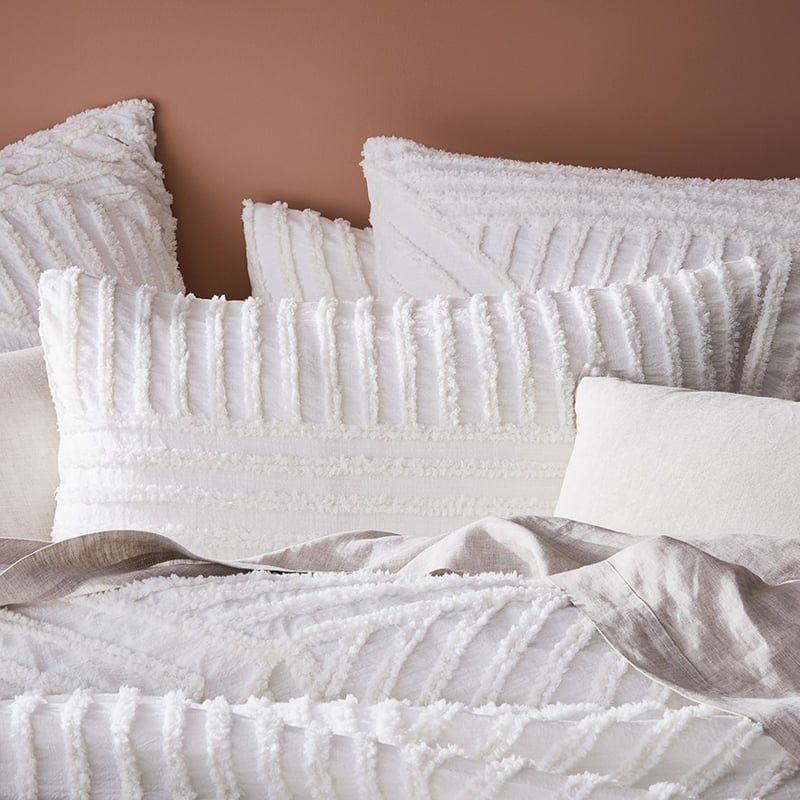 Kian Off White Chenille Quilt Cover