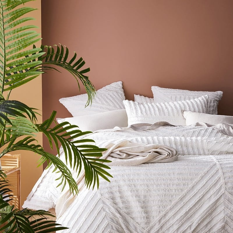 Kian Off White Chenille Quilt Cover