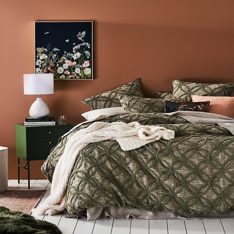 Barossa Chenille Olive Quilt Cover