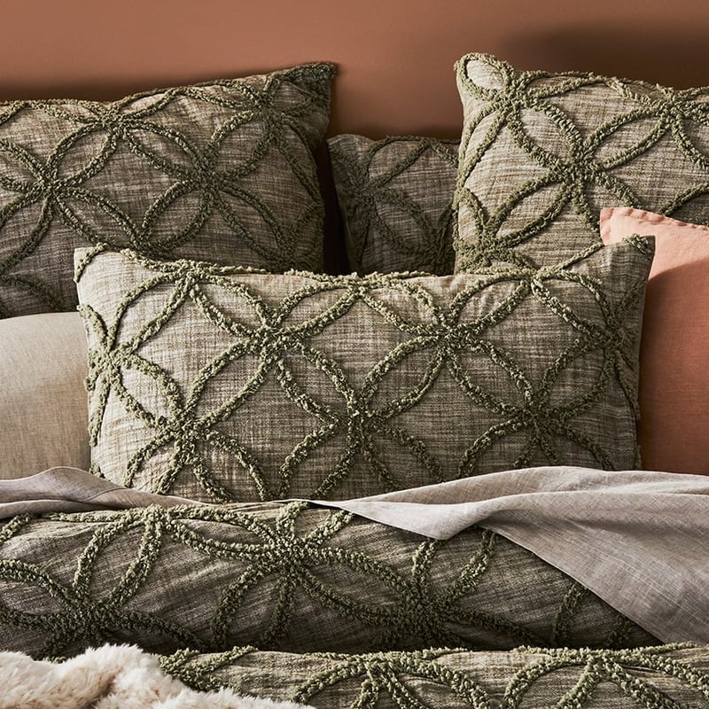 Barossa Chenille Olive Quilt Cover