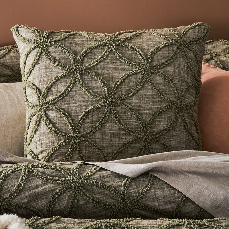 Barossa Chenille Olive Quilt Cover