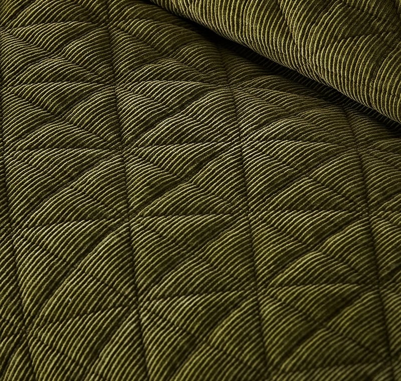 Vintage Washed Corduroy Quilted Antique Green Quilt Cover