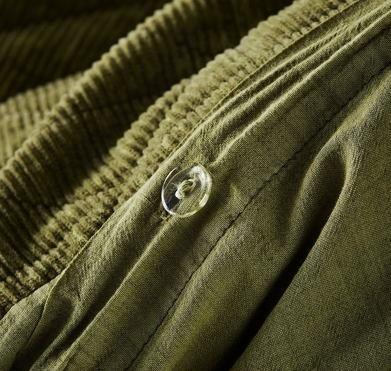 Vintage Washed Corduroy Quilted Antique Green Quilt Cover