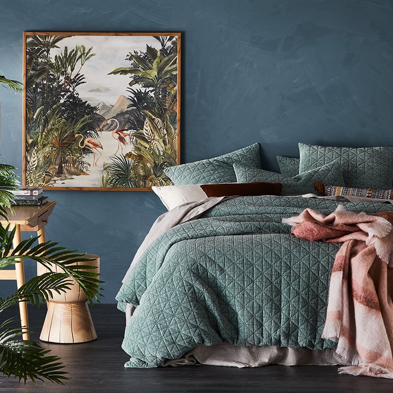 Vintage Washed Corduroy Quilted Sage Quilt Cover