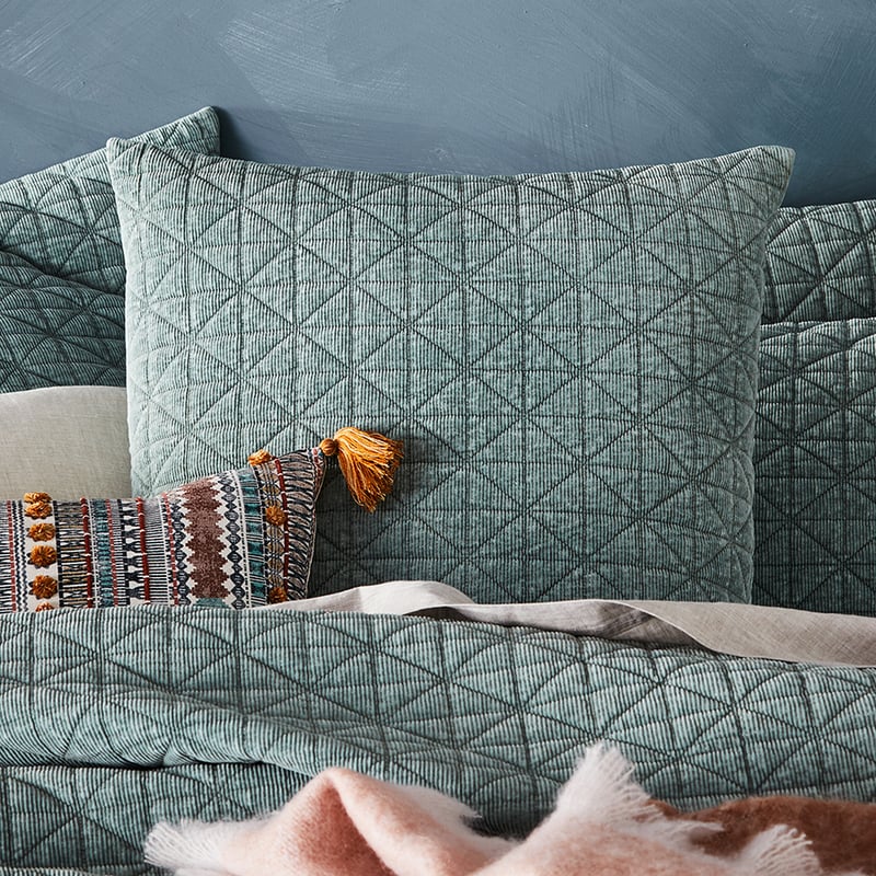 Vintage Washed Corduroy Quilted Sage Quilt Cover