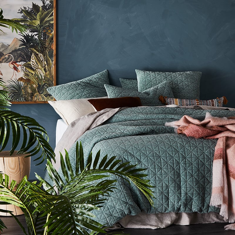 Vintage Washed Corduroy Quilted Sage Quilt Cover