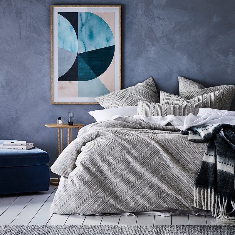 Maize Jersey Quilted Grey Marle Quilt Cover