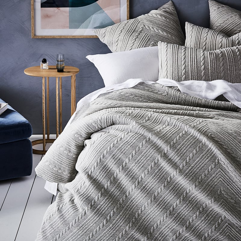 Maize Jersey Quilted Grey Marle Quilt Cover