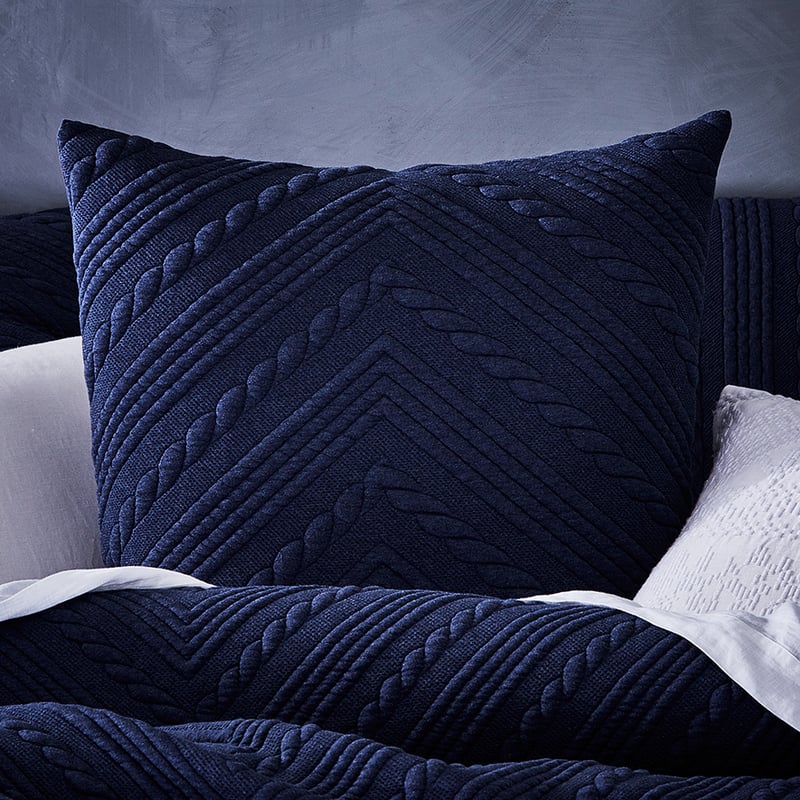 Maize Jersey Quilted Navy Marle Quilt Cover