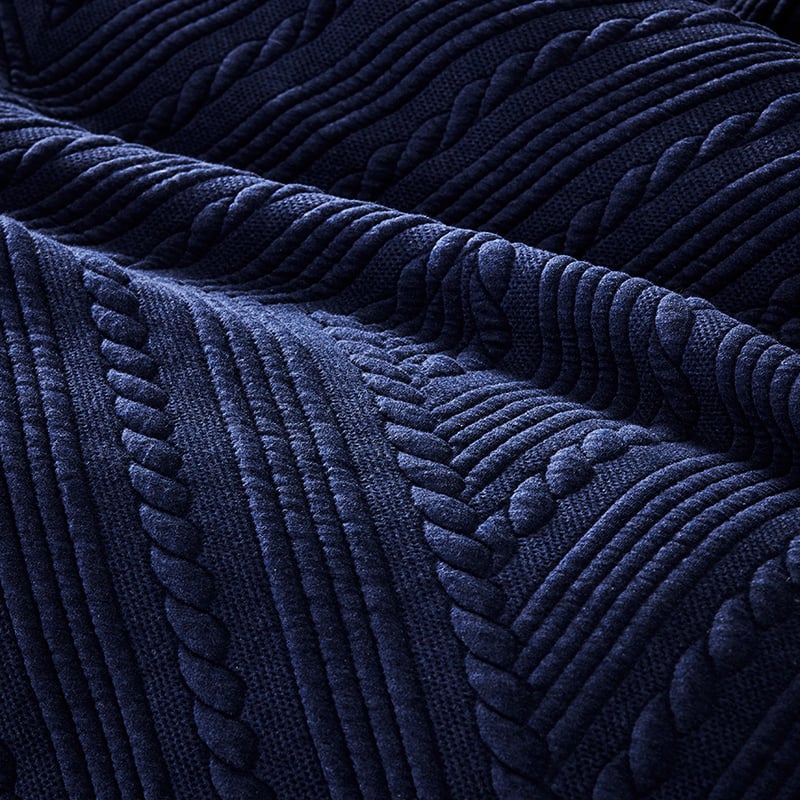 Maize Jersey Quilted Navy Marle Quilt Cover