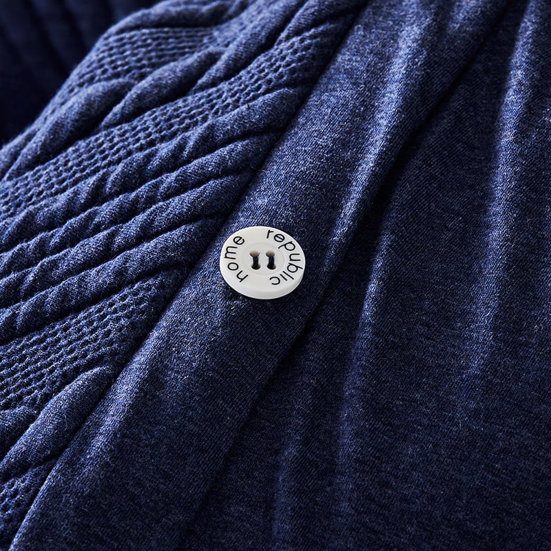Maize Jersey Quilted Navy Marle Quilt Cover