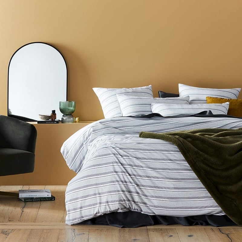Bamboo Cotton Jersey Grey Stripe Quilt Cover