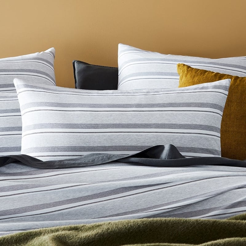 Bamboo Cotton Jersey Grey Stripe Quilt Cover