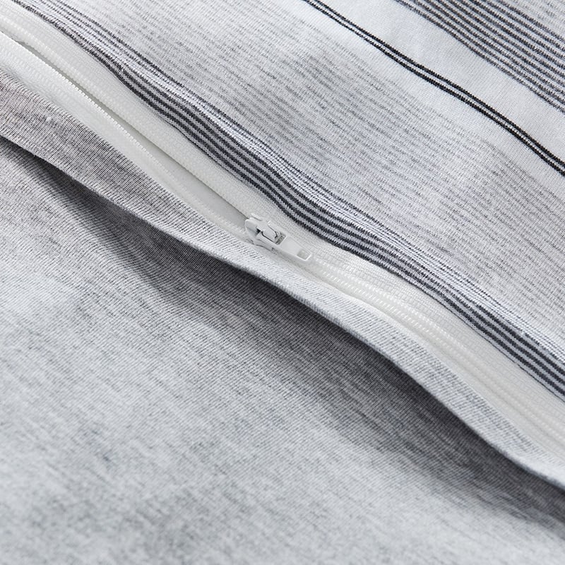 Bamboo Cotton Jersey Grey Stripe Quilt Cover