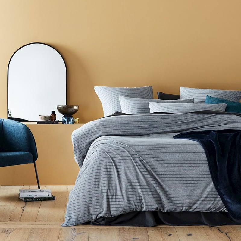 Bamboo Cotton Jersey Teal Stripe Quilt Cover