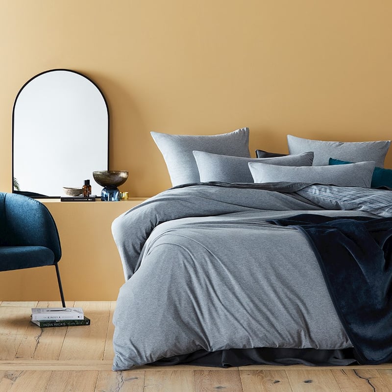 Bamboo Cotton Jersey Teal Stripe Quilt Cover