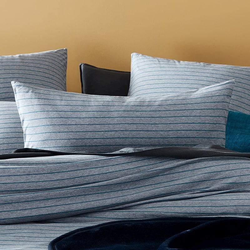 Bamboo Cotton Jersey Teal Stripe Quilt Cover