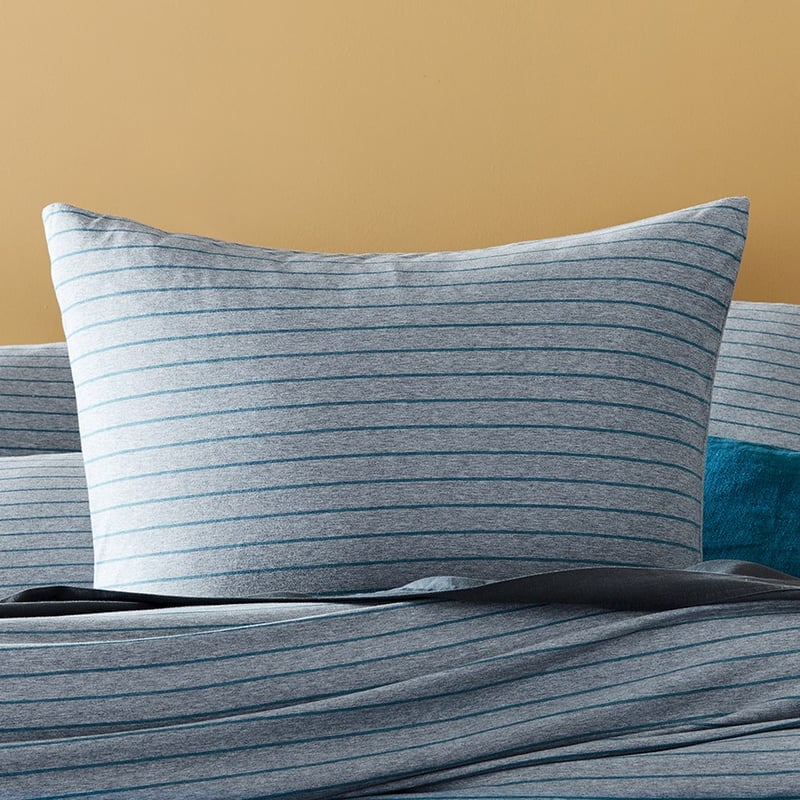 Bamboo Cotton Jersey Teal Stripe Quilt Cover