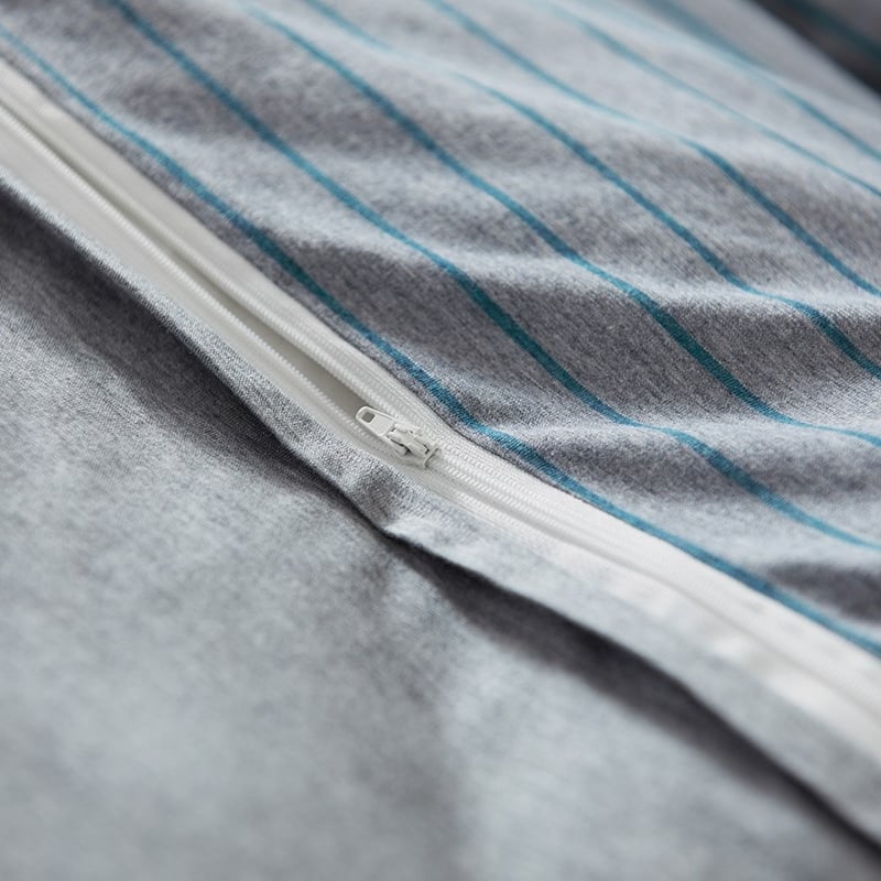 Bamboo Cotton Jersey Teal Stripe Quilt Cover