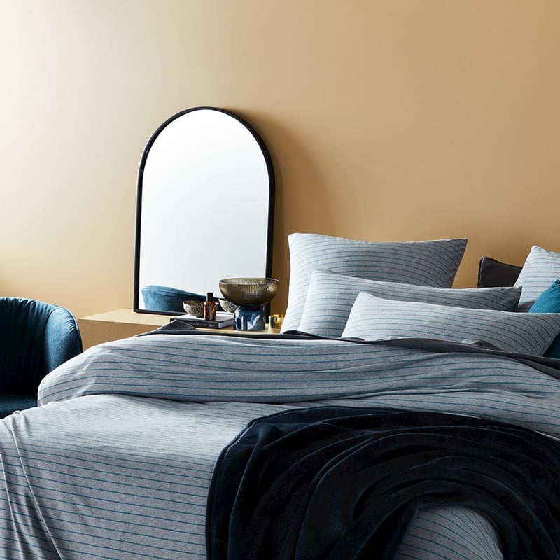 Bamboo Cotton Jersey Teal Stripe Quilt Cover