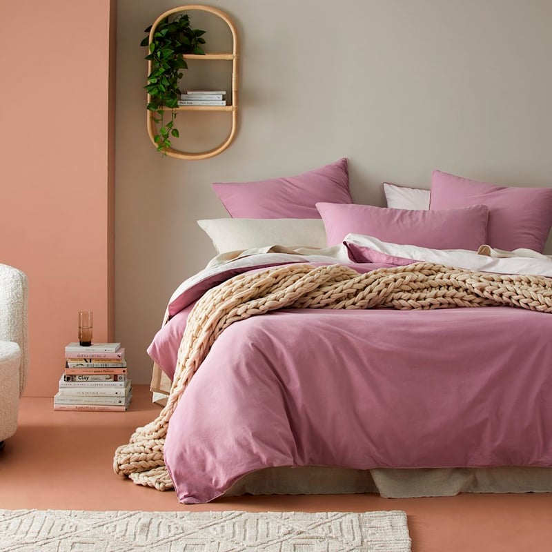 Two Toned Amethyst Stonewashed Quilt Cover Set